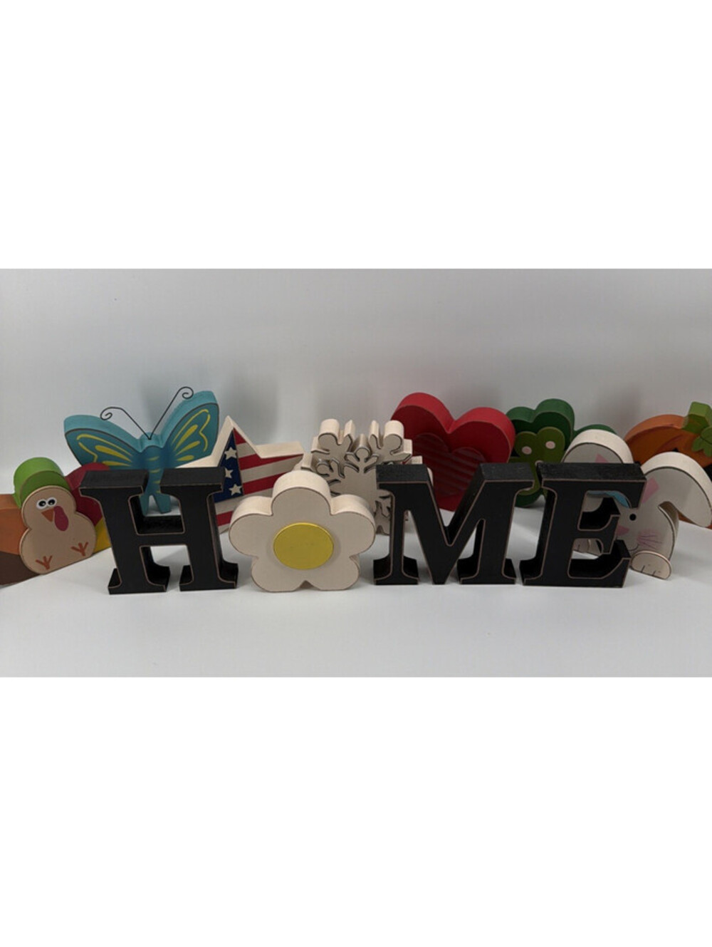12 Piece Set Interchangeable HOME Seasonal Holiday Sign Table Decor